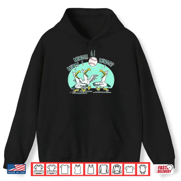 Hoodie Mine Seagull Funny Bird Playing Baseball Shirt
