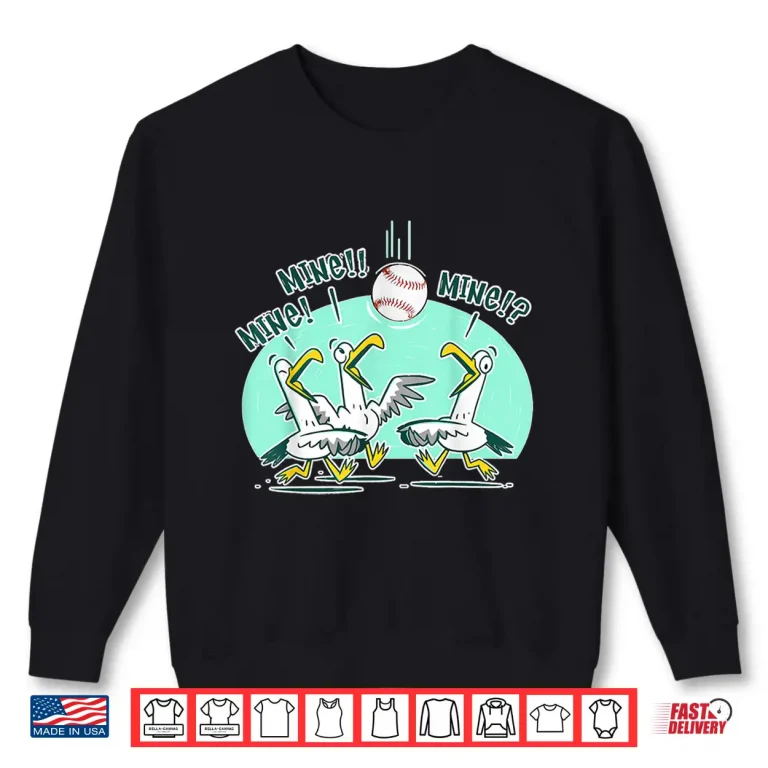Sweatshirt Mine Seagull Funny Bird Playing Baseball Shirt