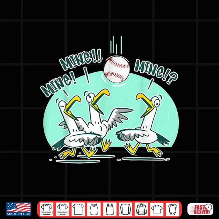 Design Mine Seagull Funny Bird Playing Baseball Shirt
