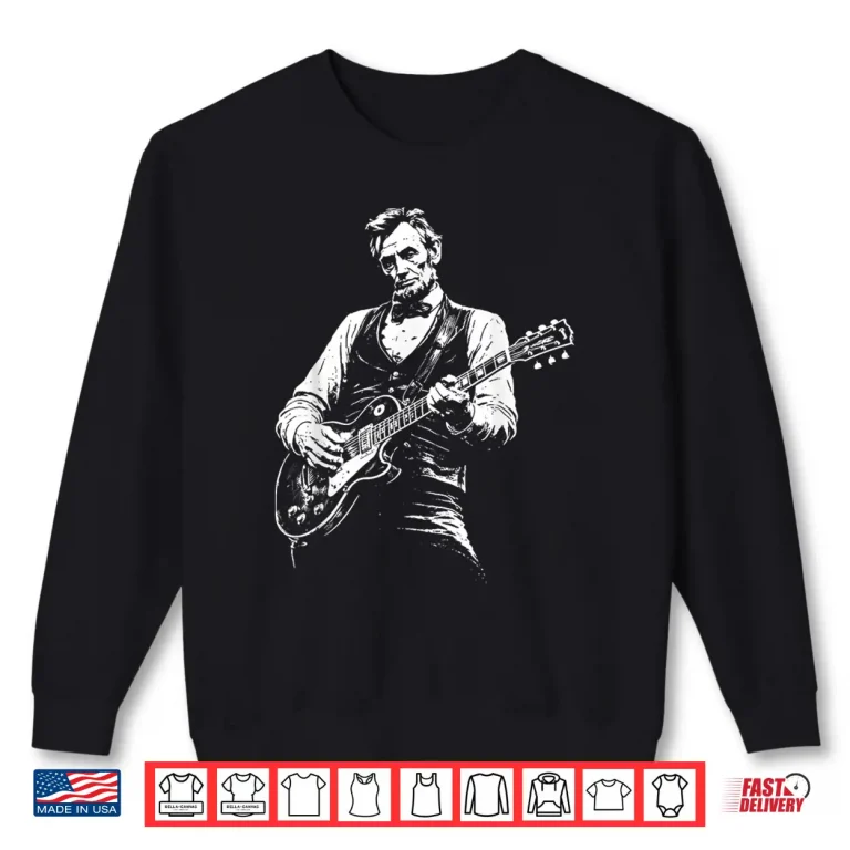 Sweatshirt Retro Vintage Abraham Lincoln Abe Lincoln Playing Guitar Men Shirt