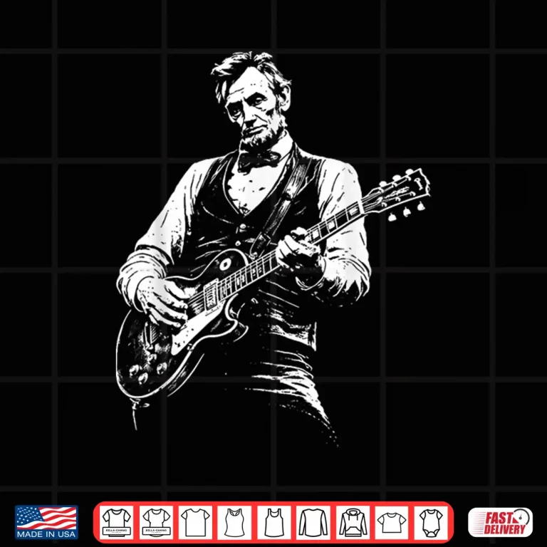 Design Retro Vintage Abraham Lincoln Abe Lincoln Playing Guitar Men Shirt