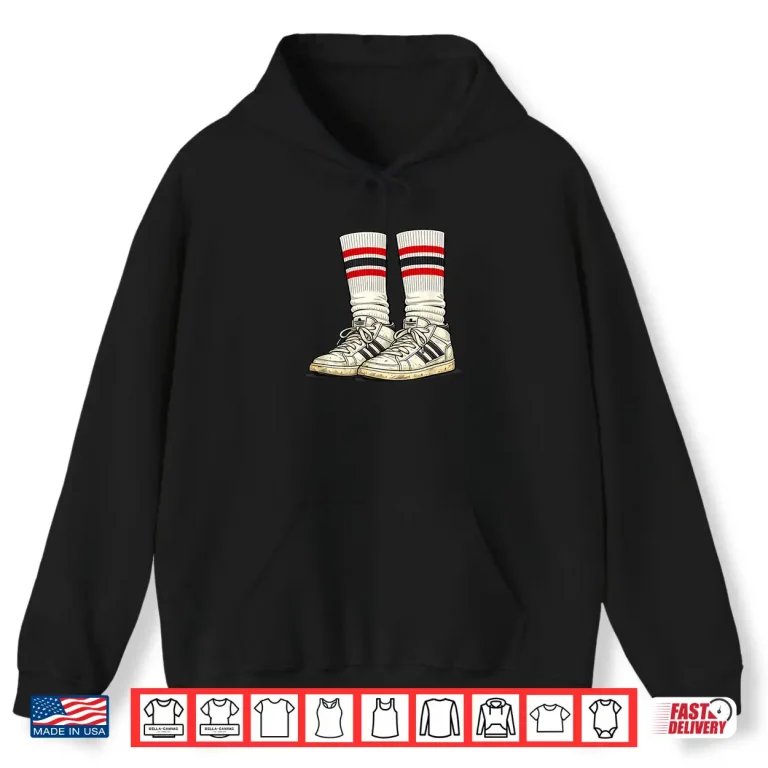 Hoodie Old School 80s Tube Socks Striped Retro Sneakers Shirt