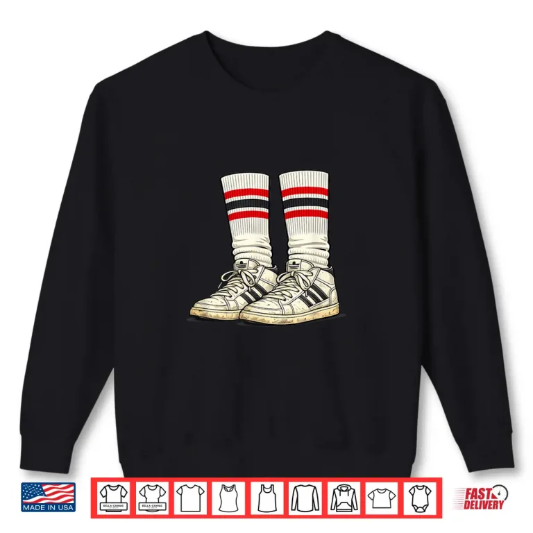 Sweatshirt Old School 80s Tube Socks Striped Retro Sneakers Shirt