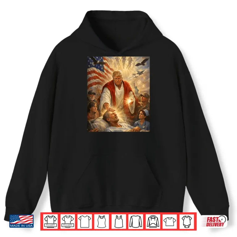 Hoodie Trump as Jesus Graphic Patriotic Meme Shirt