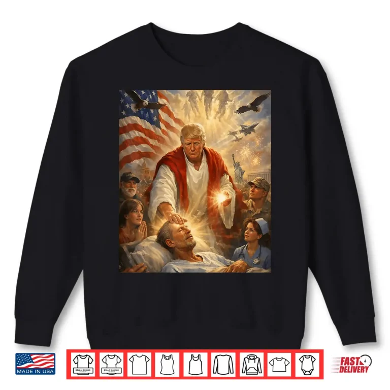 Sweatshirt Trump as Jesus Graphic Patriotic Meme Shirt