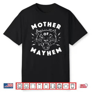 Mother Of Mayhem Vintage Angry Cat Funny Mom Shirt