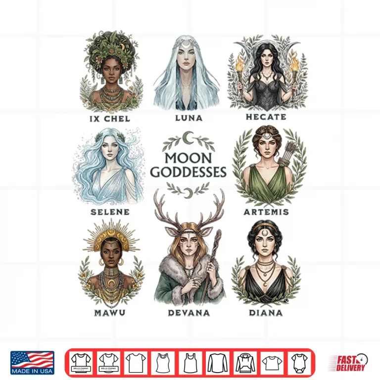 Design Moon Goddesses Witchy Pagan Divine Feminine Art Shirt