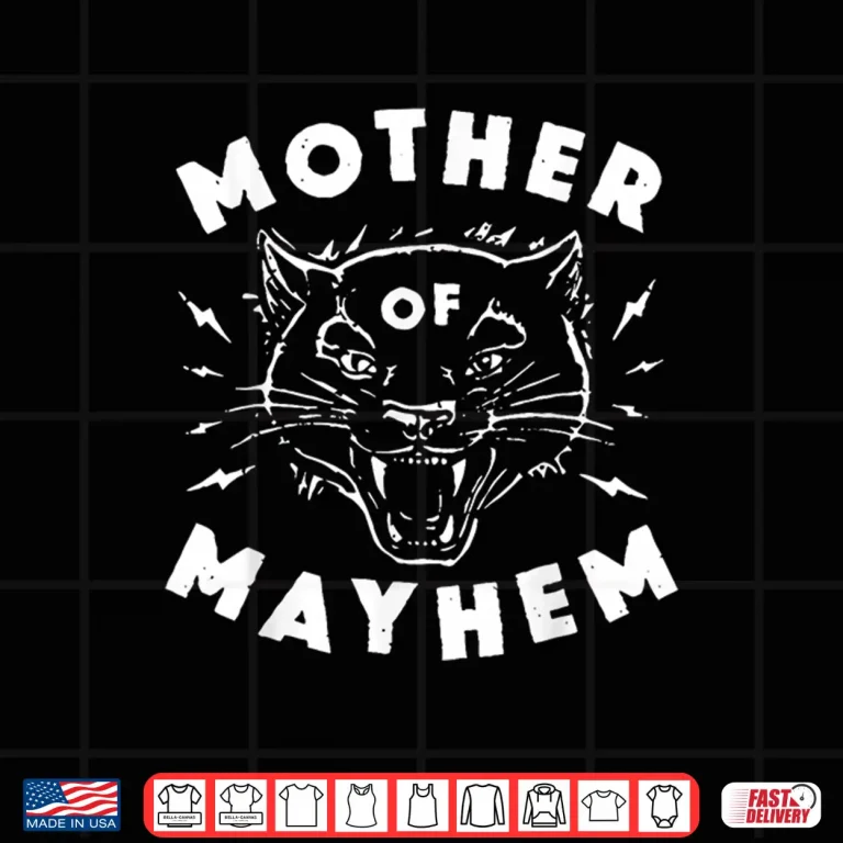 Design Mother of Mayhem Vintage Angry Cat Funny Mom Shirt