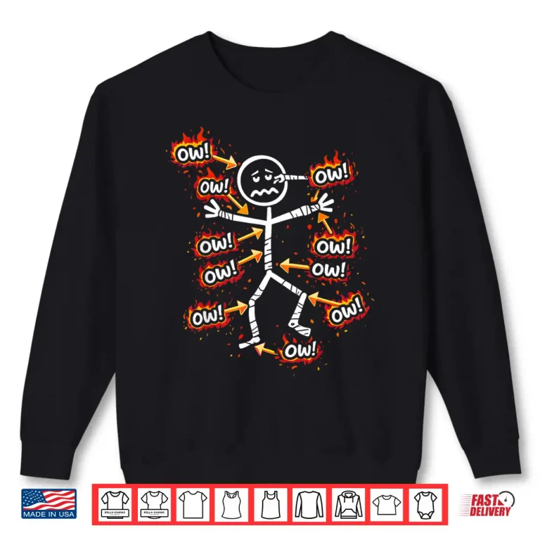Sweatshirt Ow Ow Ow Ow Ow Ow Ow Character Funny Pain Recovery Surgery Shirt