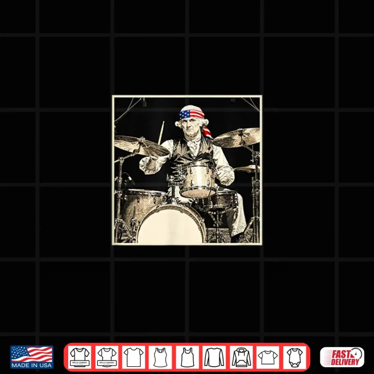 Design George Washington Playing Drums Funny Historical Rocker Shirt