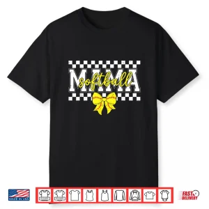 Checkered Softball Mama Cheer Mom Mothers Day Game Day Shirt