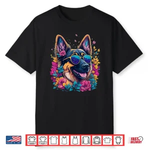 Flower German Shepherd Spring Nature Dog Lovers For Women Shirt