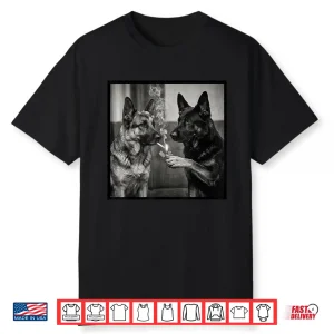 Funny German Shepherd Dogs Smoking Together Scene Shirt