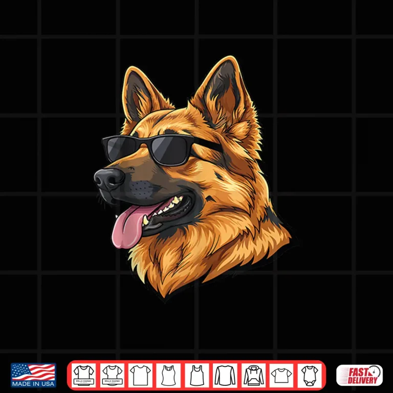 Design Funny German Shepherd Illustration Vintage Dogs Pets Animals Shirt