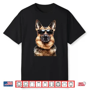 German Shepherd Dog Doggy Wearing Sunglasses Funny Graphic Shirt