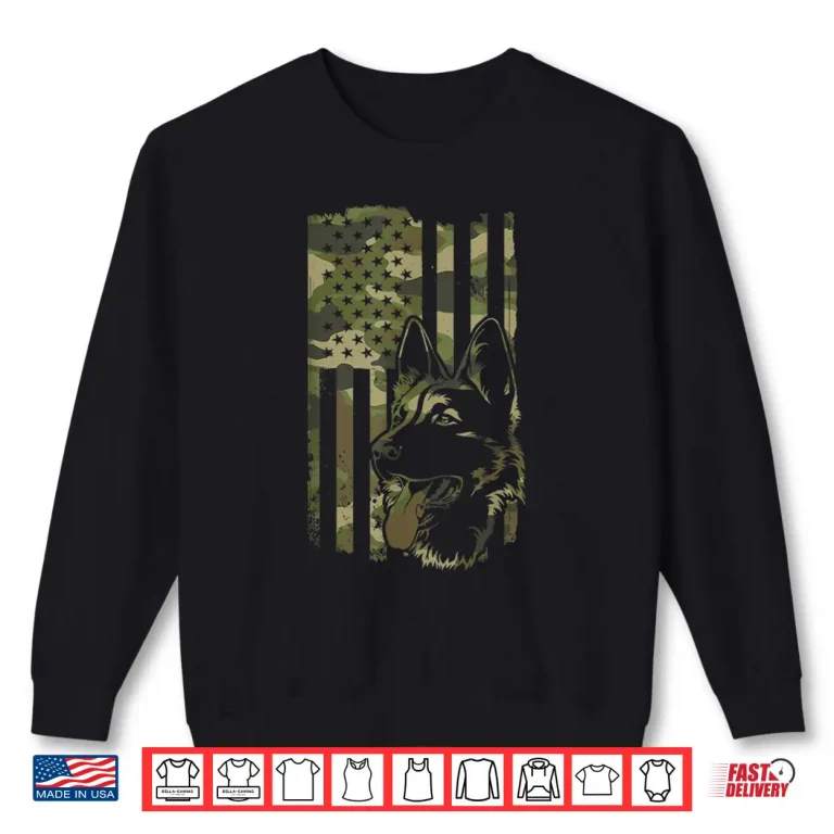 Sweatshirt German Shepherd Dog Dog Lover Shepherd USA Flag 4th July Shirt