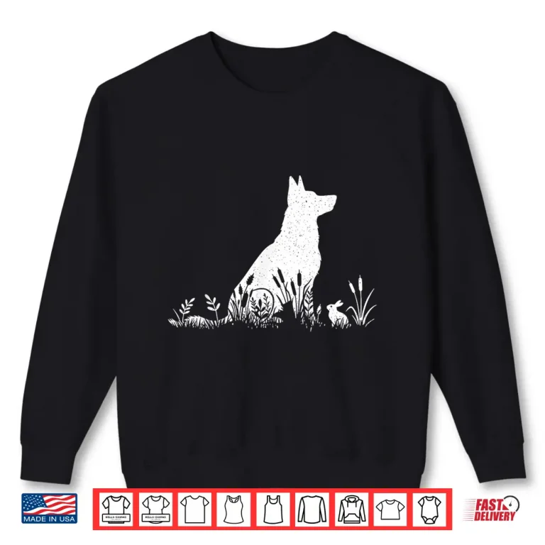 Sweatshirt Vintage Silhouette German Shepherd Shirt Women Cute Dog Mom Shirt