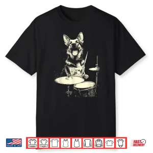 Funny German Shepherd Playing Drums Musician Dog Drummer Shirt