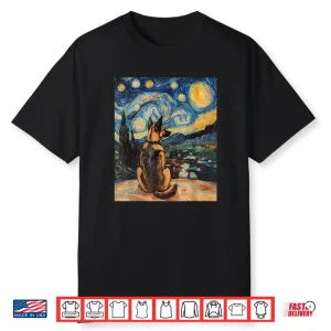 German Shepherd Dog Doggy Van Gogh Style Starry Night Shirt