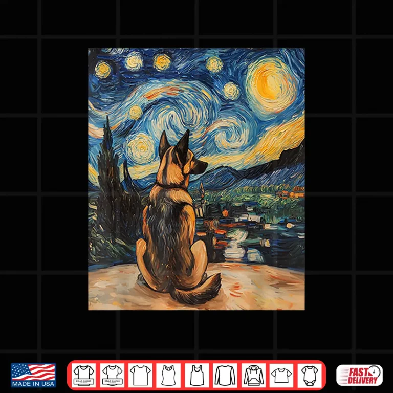 Design German Shepherd Dog Doggy Van Gogh Style Starry Night Shirt