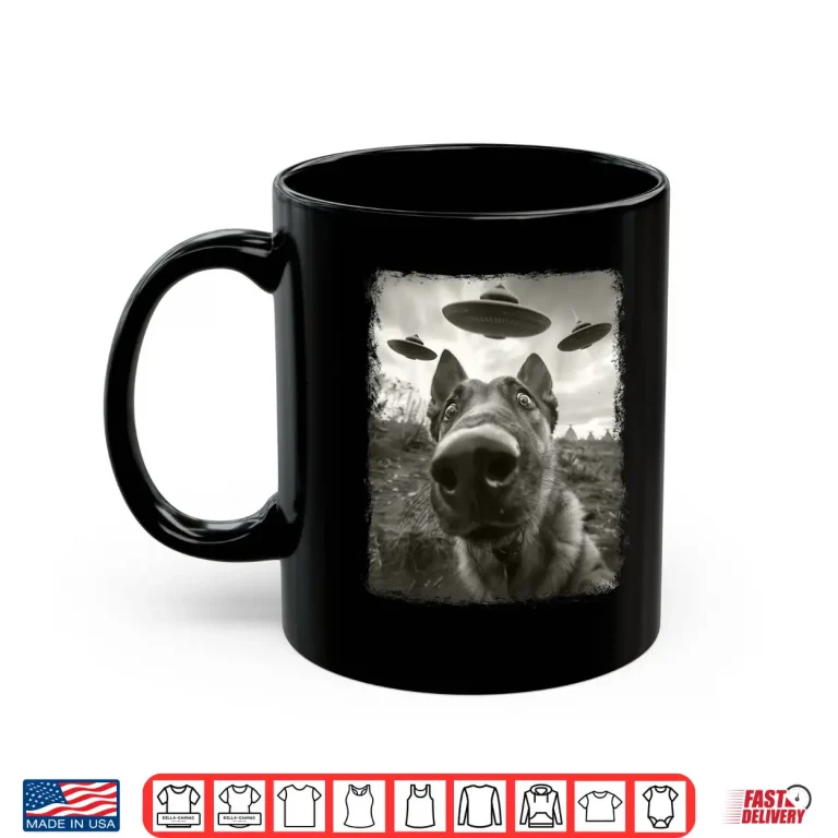 Mug German Shepherd Dog UFO Alien Extraterrestrial Selfie Shirt