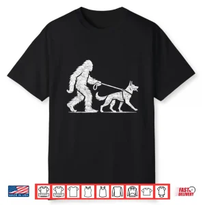 Bigfoot Walking German Shepherd Dog Lover Sasquatch Shirt