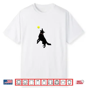 Black German Shepherd Dog Gsd Catching Yellow Tennis Ball Shirt