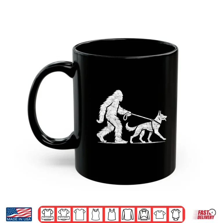 Mug Bigfoot Walking German Shepherd Dog Lover Sasquatch Shirt