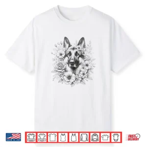Floral German Shepherd Dog Mom Flower Design Shirt