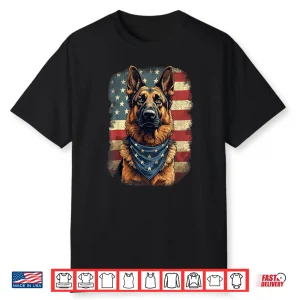 German Shepherd & American Flag Patriotic German Shepherd Shirt