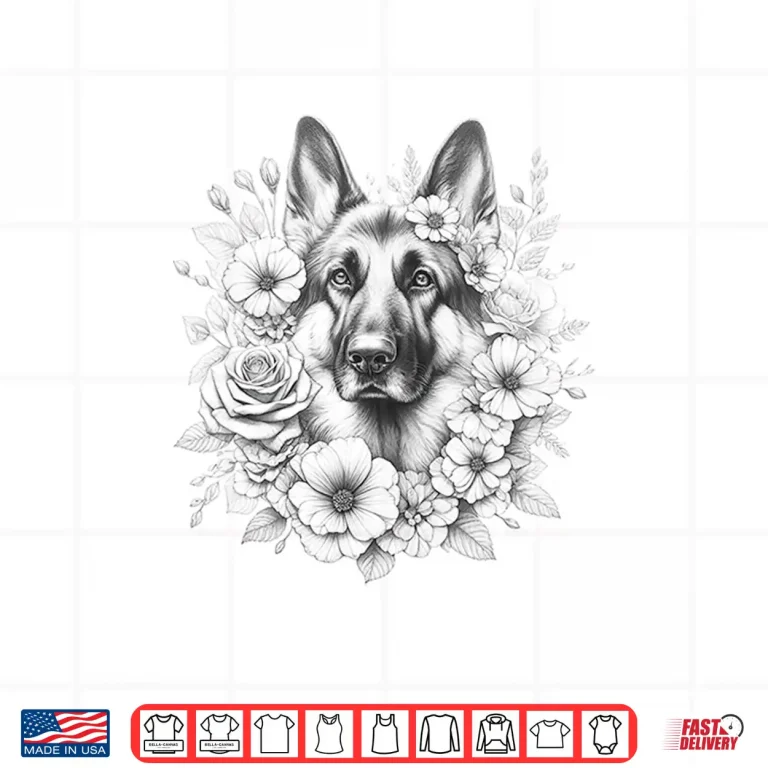 Design Floral German Shepherd Dog Mom Flower Design Shirt