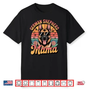 German Shepherd Dog Mama Floral Vintage 60S 70S Sunglasses Shirt