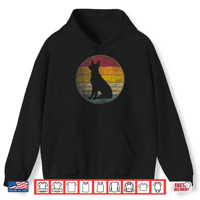 Hoodie German Shepherd Dog Vintage Distressed Retro Silhouette 70s Shirt