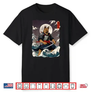 German Shepherd Samurai Japanese Retro Ukiyo E Warrior Dog Shirt