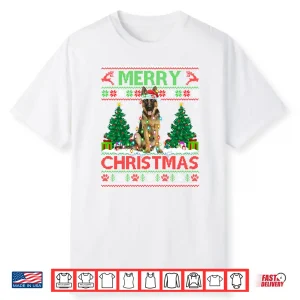 Merry Christmas Lighting Ugly German Shepherd Christmas Shirt