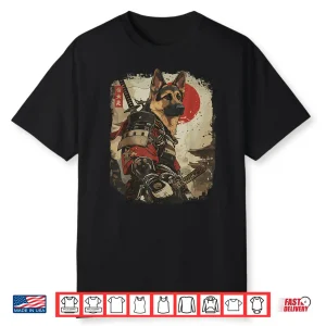 Samurai German Shepherd Dog Lover Vintage Mens Graphic Shirt