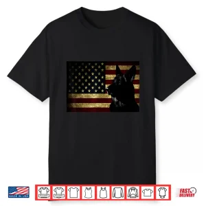 Black German Shepherd American Flag Fourth July Gsd Dog Shirt