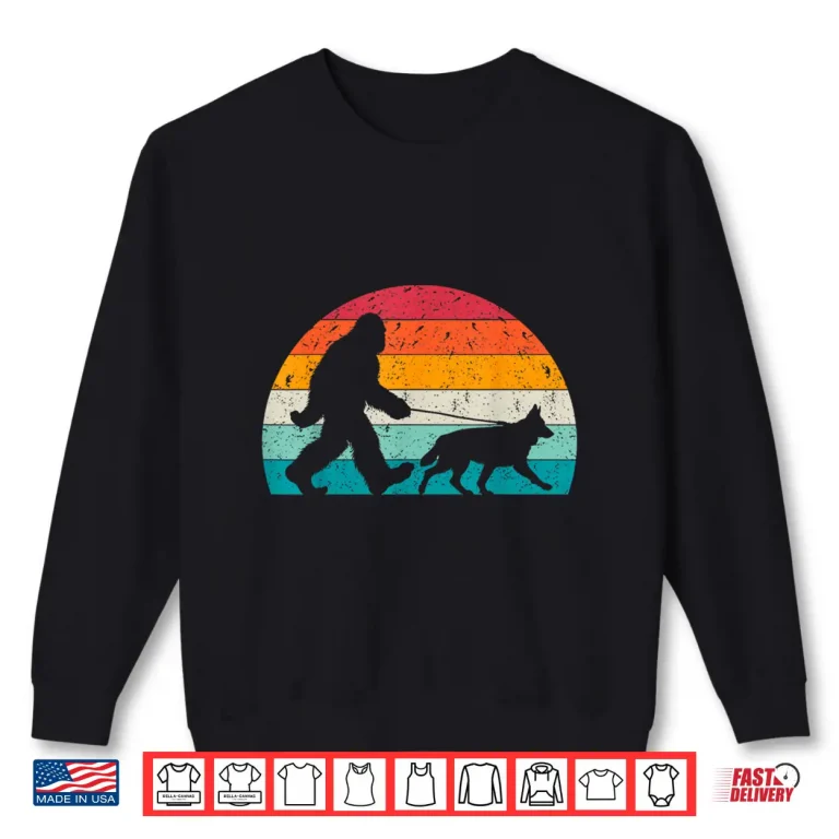 Sweatshirt Bigfoot Walking A Dog German Shepherd Lovers Dog Dad Shirt
