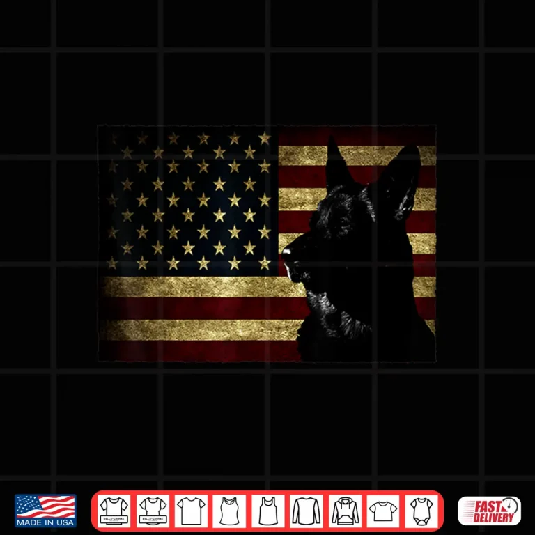 Design Black German Shepherd American Flag Fourth July GSD Dog Shirt