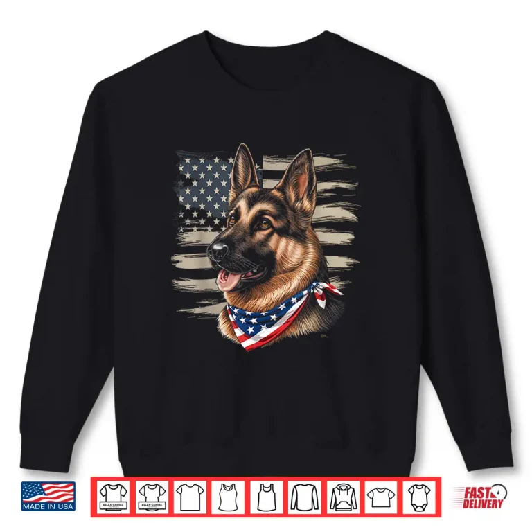 Sweatshirt German Shepherd American Flag Dog Patriotic Pet Shirt