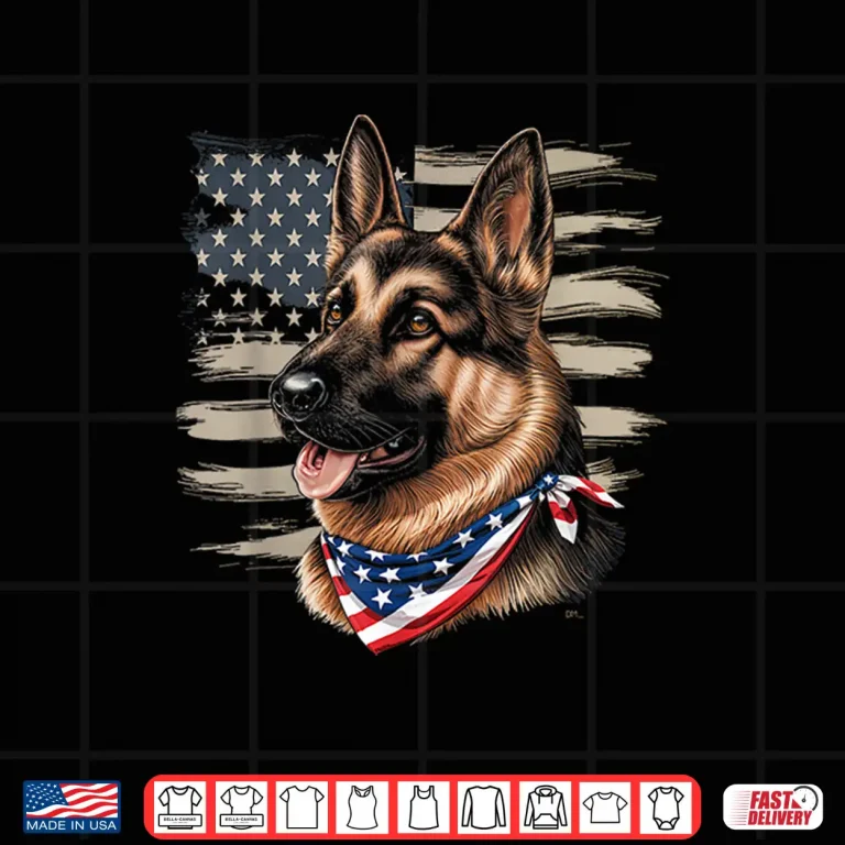 Design German Shepherd American Flag Dog Patriotic Pet Shirt