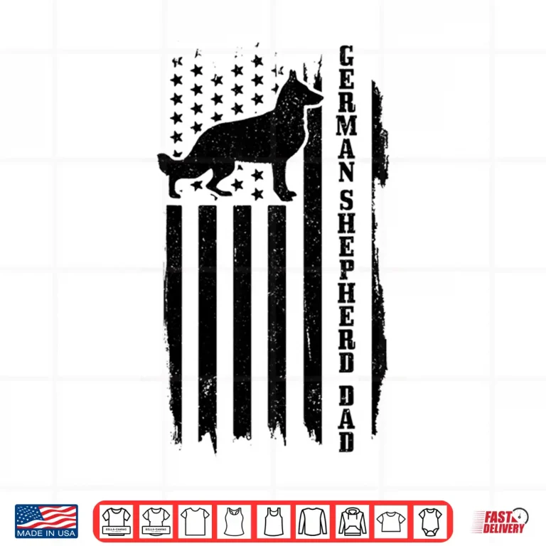 Design German Shepherd Dad Vintage American Flag Patriotic Dog Shirt