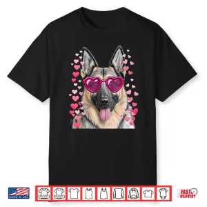 German Shepherd Face Heart Glasses Valentines Day Dog Shirt