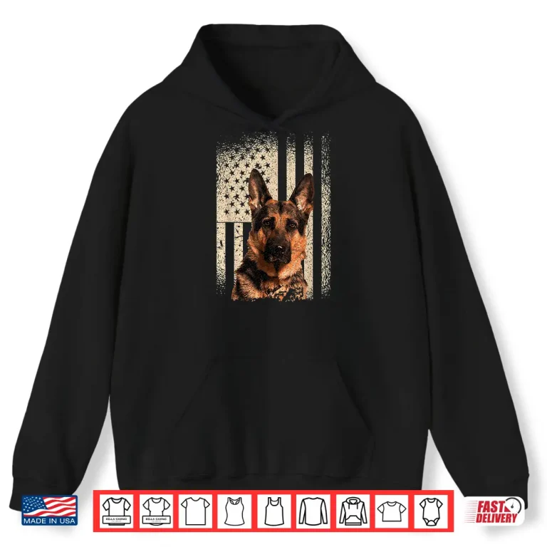 Hoodie German Shepherd Dog USA Patriotic Memorial Shirt