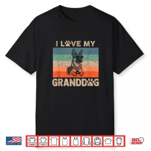 I Love My Granddog German Shepherd Grandma Grandpa Dog Paw Shirt