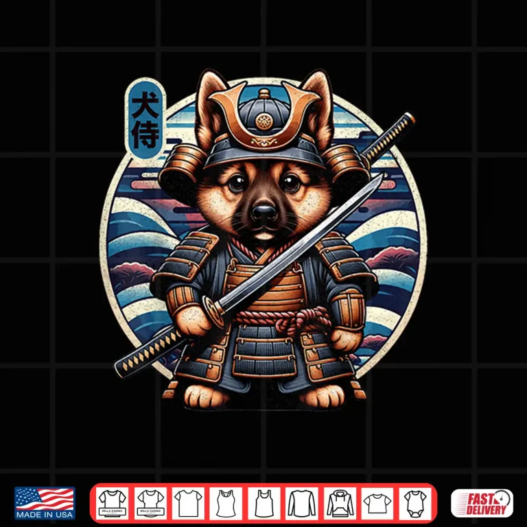 Design Japanese Samurai Dog Tattoo German Shepherd Kawaii Ninja Shirt