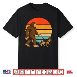 Bigfoot German Shepherd Retro Professional Minimalist Modern Graphic Shirt