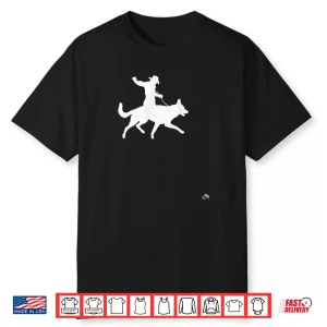 Cowboy Riding A German Shepherd Distressed Dog Shirt