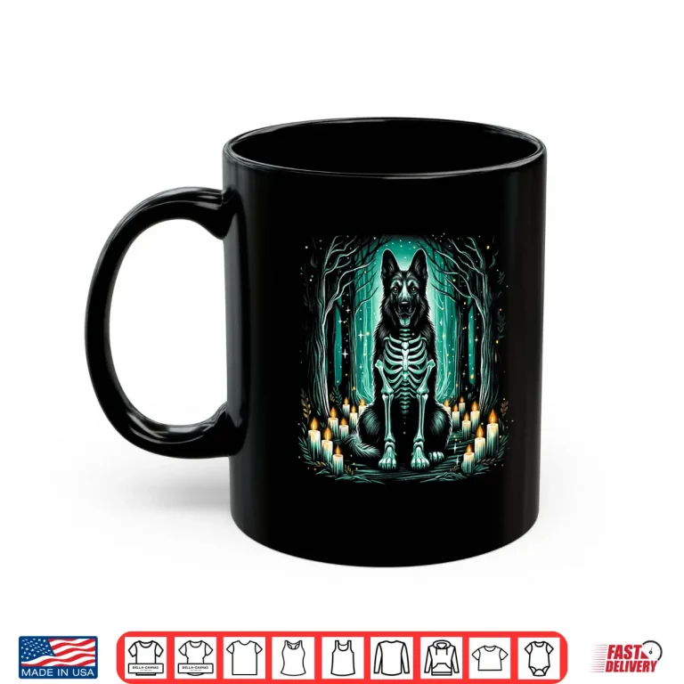 Mug Cool German Shepherd Skeleton Halloween Dog Mom Dad Shirt