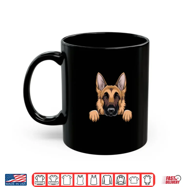 Mug Cute German Shepherd Dog Peeking Puppy Funny GSD Lover Shirt